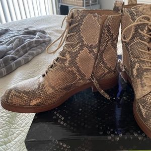 Sam Edelman Taupe Faux Snake Boots 7